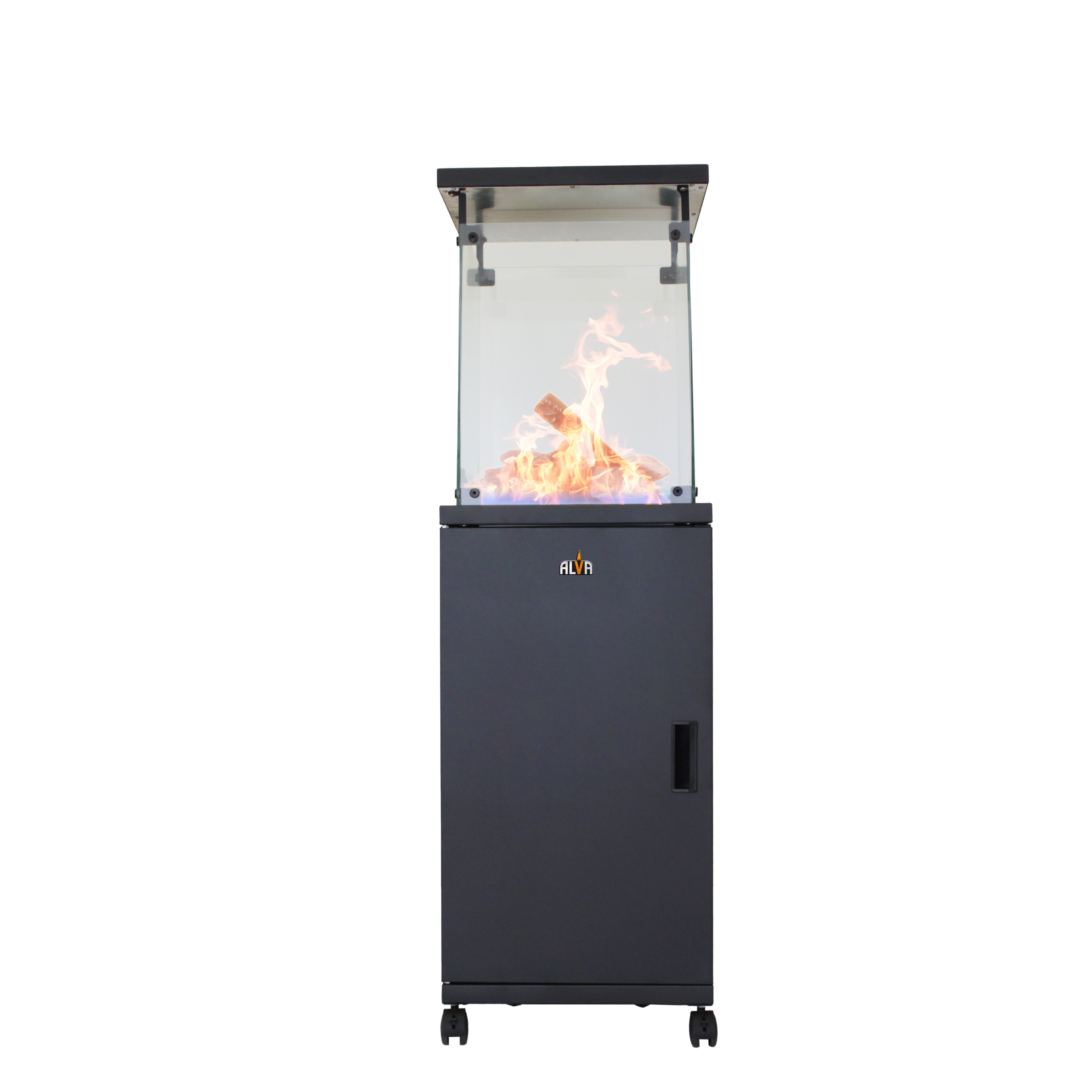 Short Stand Gas Patio Heater - Ceramic Log-Style